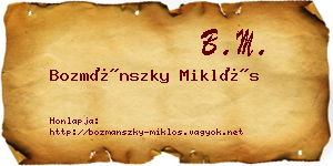 Bozmánszky Miklós névjegykártya